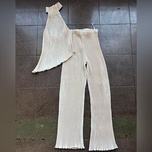 Commense Cream Wide Leg Jumpsuit